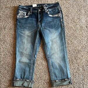 Grace In LA Capri jeans easy fit 28 Bling